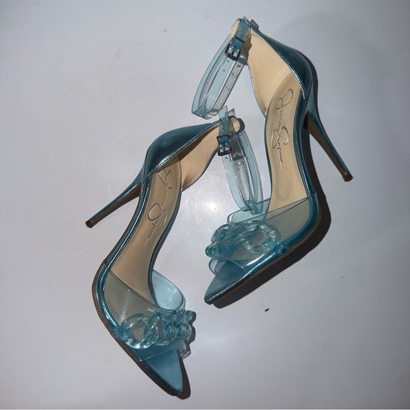 Jessica Simpson | Wayri Stiletto Sandals Metallic Blue Size 6.5 - Picture 4 of 7